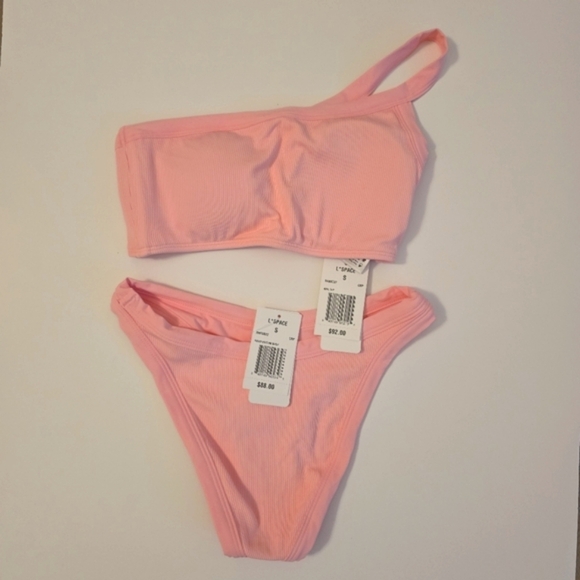 L*Space * Axel Foley Bikini Set Crystal Pink Rib - Picture 6 of 8